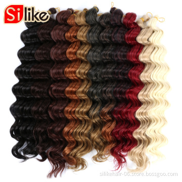 High Temperature Synthetic Braiding Hair Brown Red Color Bulk Braids Hair Extensions 20inch Deep Wave Crochet Braids Hair